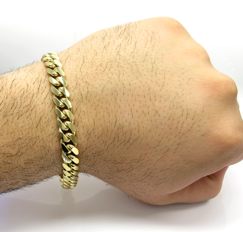 10k yellow gold thick miami bracelet 8 inch 9mm - Image 6