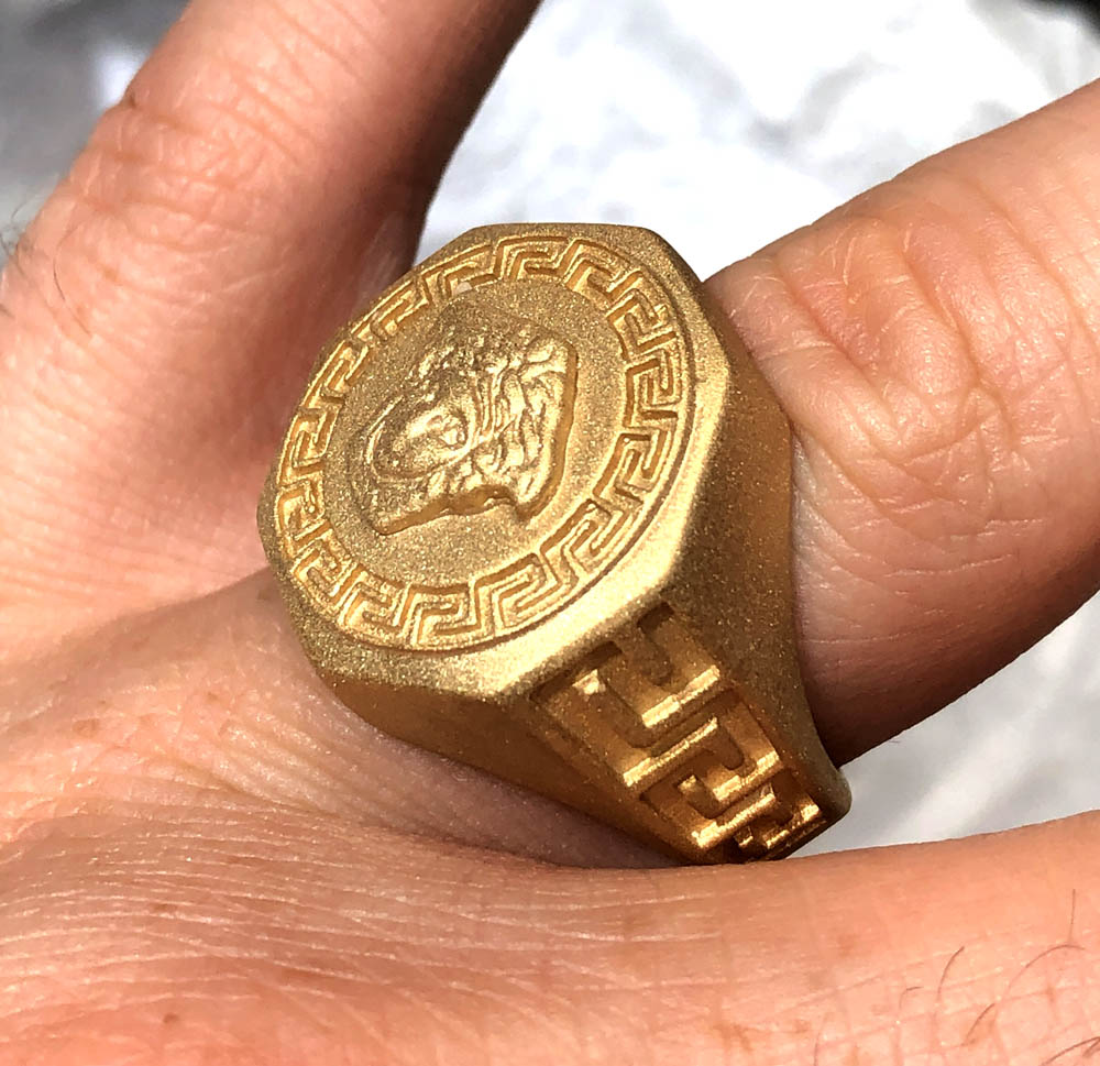 10k yellow gold large medusa ring - Image 4