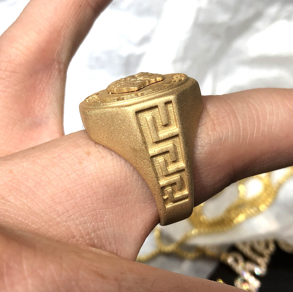 10k yellow gold large medusa ring 