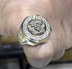 10k yellow gold large medusa ring 