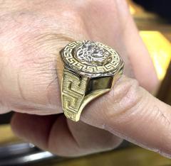 10k yellow gold large medusa ring 