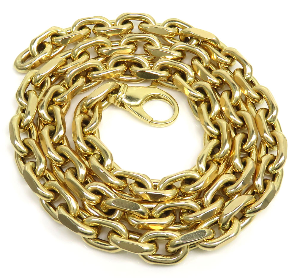 14k yellow gold semi solid thick cable link chain 24 inches 9mm - Image 2