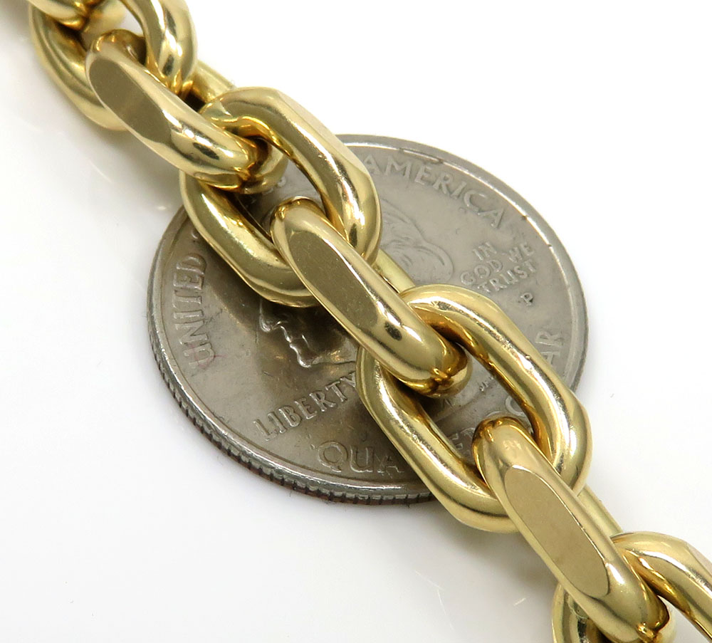 14k yellow gold semi solid thick cable link chain 24 inches 9mm - Image 3