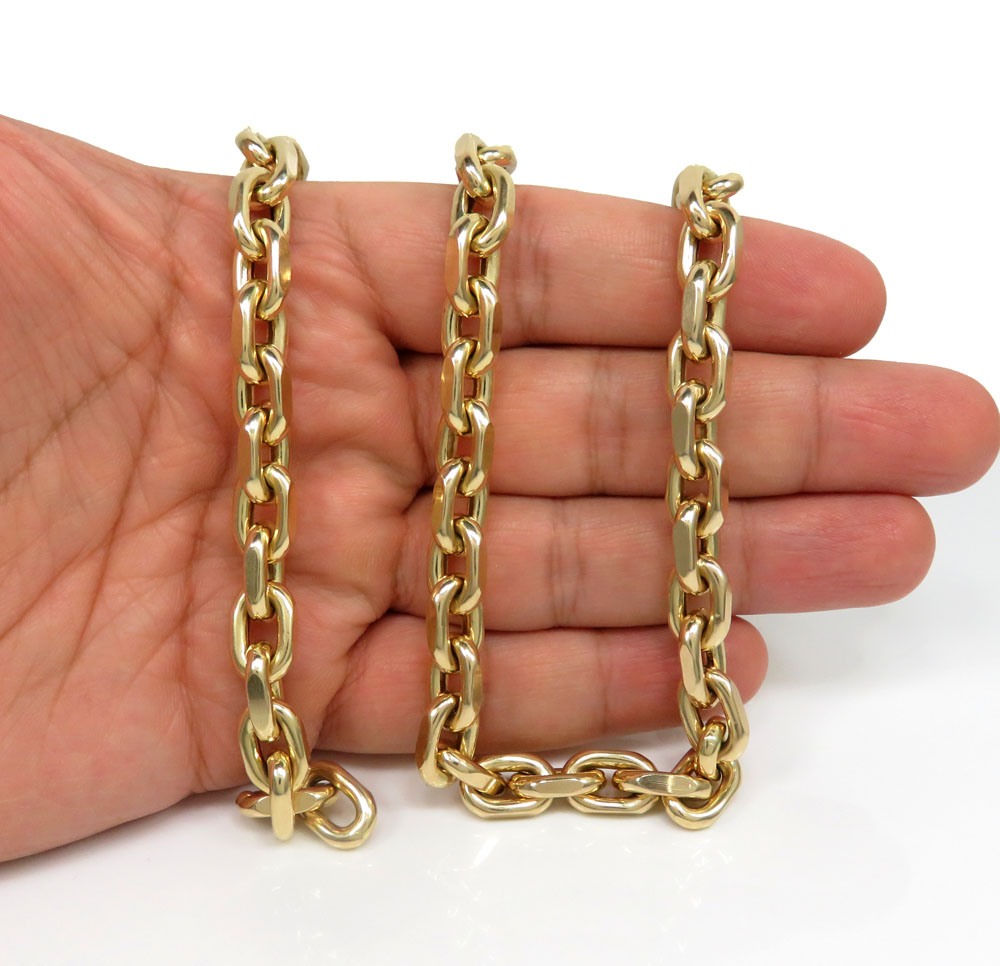 14k yellow gold semi solid thick cable link chain 24 inches 9mm - Image 6