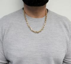 14k yellow gold semi solid thick cable link chain 24 inches 9mm