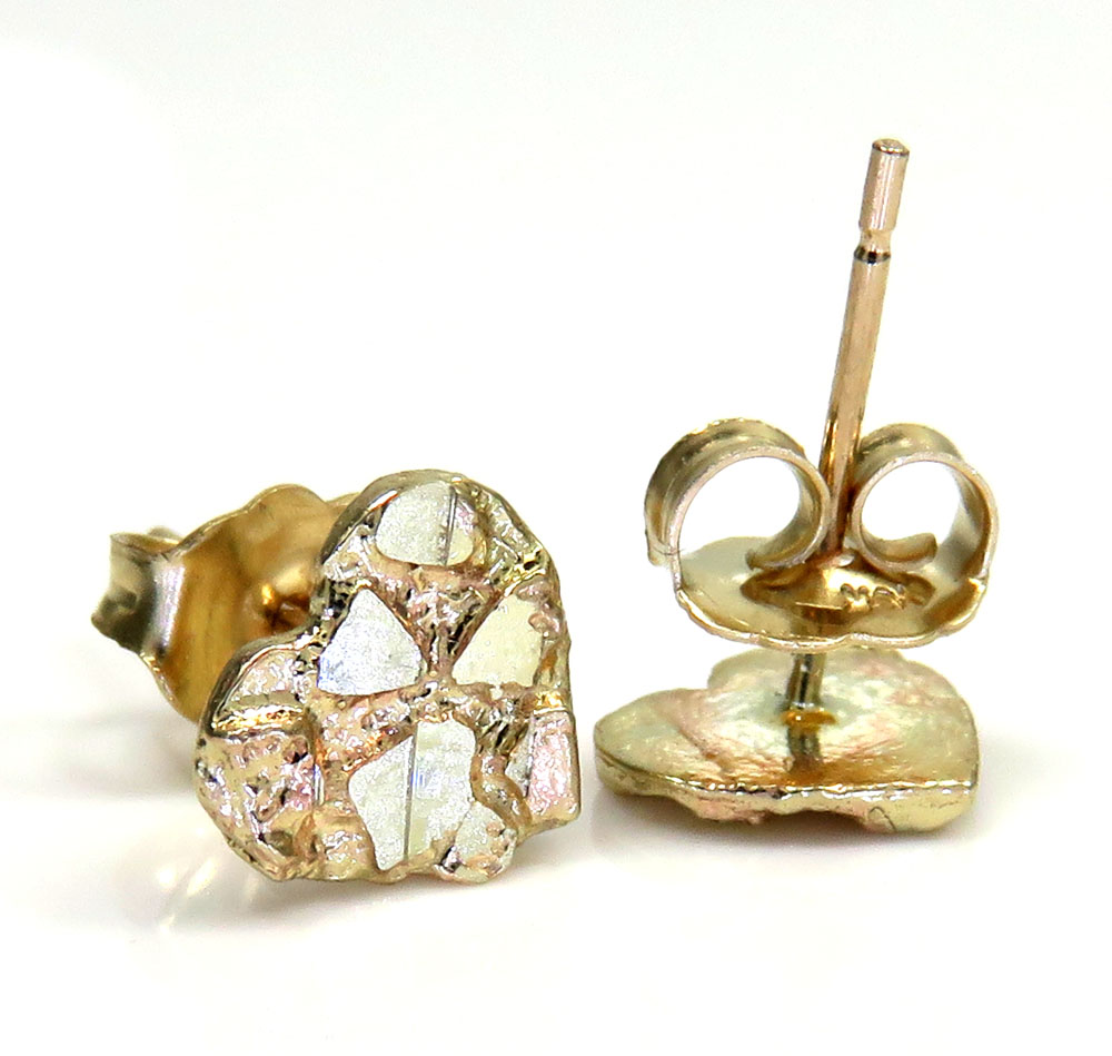 10k yellow gold mini heart nugget earrings  - Image 2