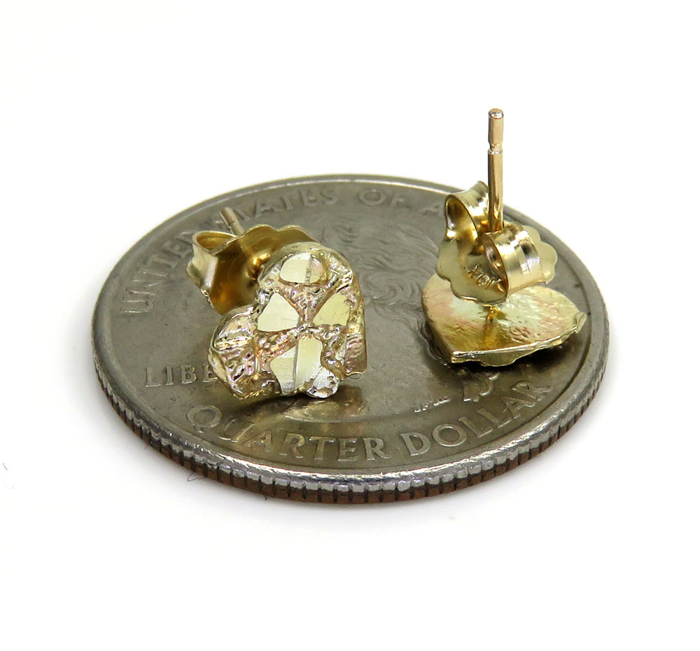 10k yellow gold mini heart nugget earrings 