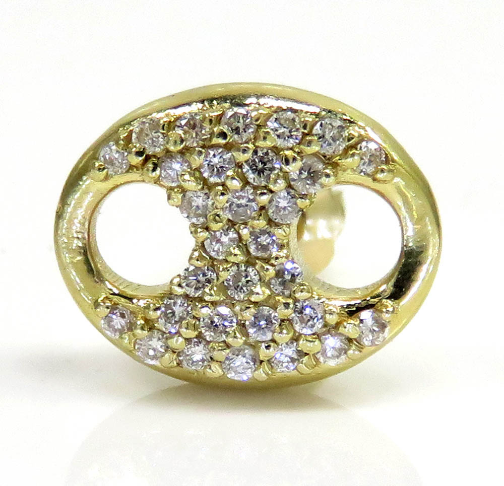 14k yellow gold single small diamond gucci puffed link earring 9mm 0.50ct - Image 2