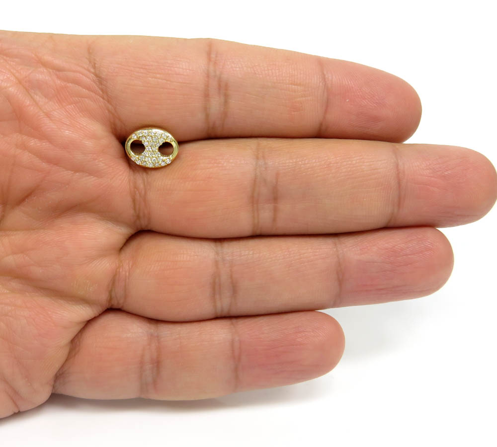 14k yellow gold single small diamond gucci puffed link earring 9mm 0.50ct
