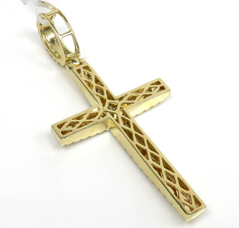 10k yellow gold 2x2 solid full cut diamond cross 2.47ct - Image 4