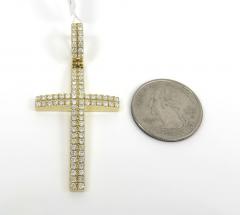 10k yellow gold 2x2 solid full cut diamond cross 2.47ct