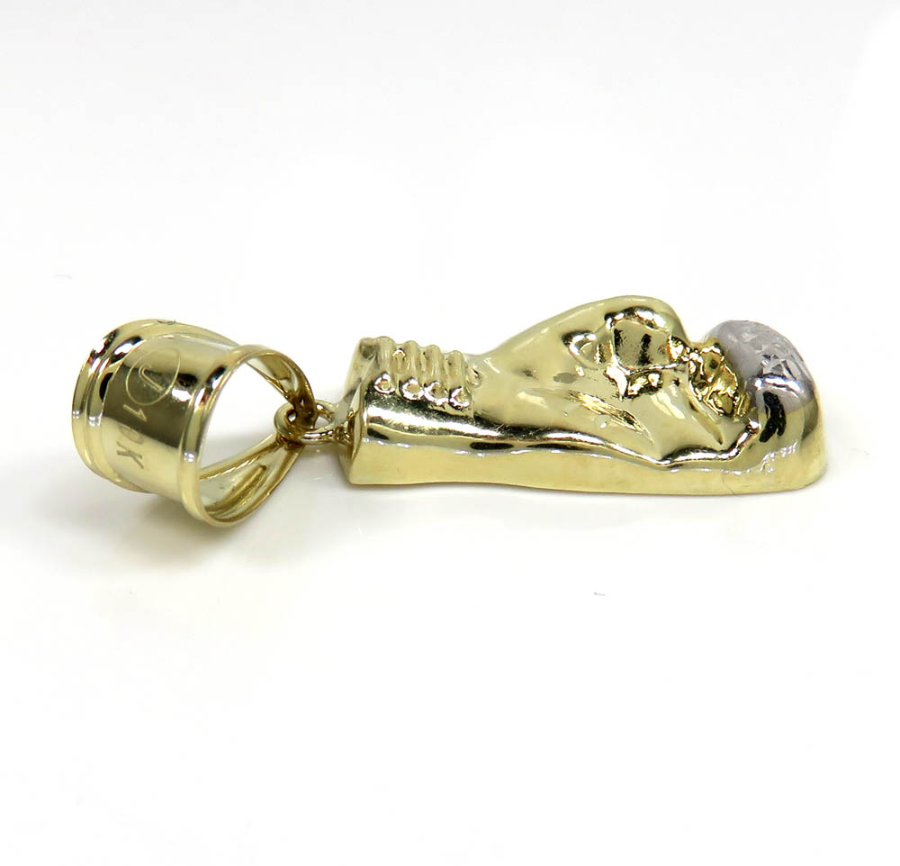 10k two tone gold  diamond cut small boxing glove pendant 