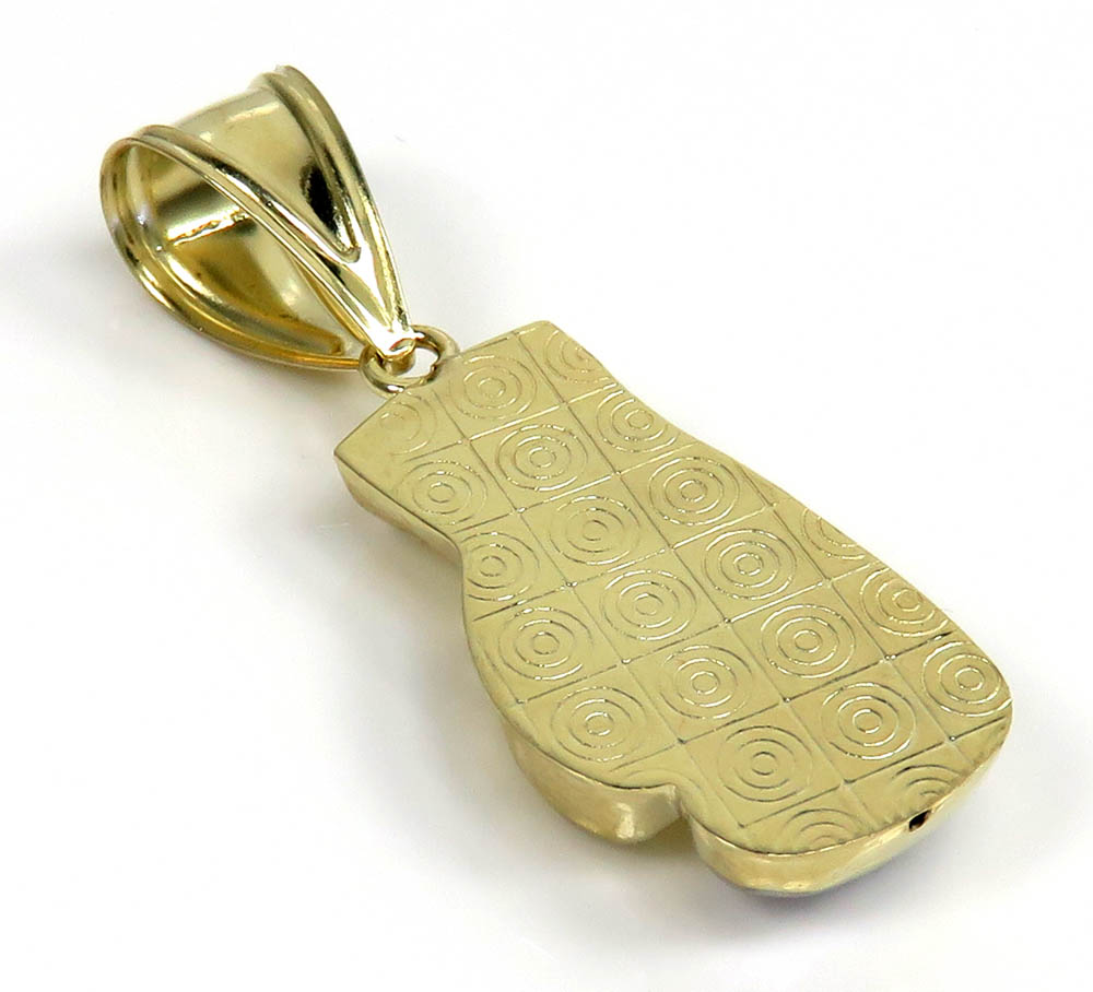 10k two tone gold  diamond cut small boxing glove pendant 