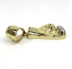 10k two tone gold  diamond cut small boxing glove pendant 