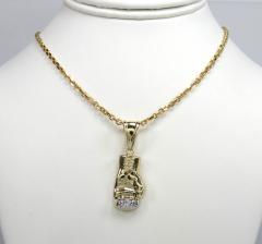 10k two tone gold  diamond cut small boxing glove pendant 