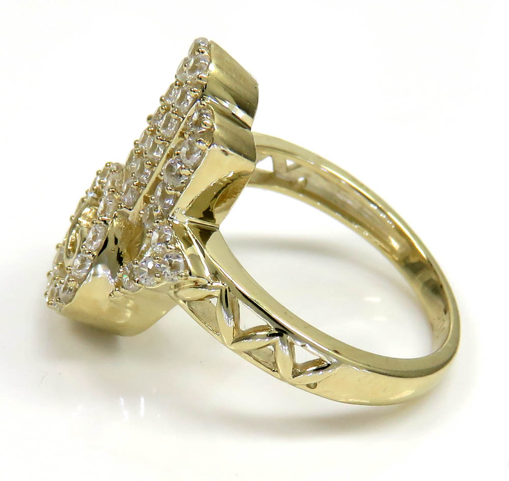 10k yellow gold cz hamsa ring 2.20ct