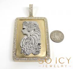 10k two tone gold xxl lady fortuna 2 row diamond pendant 11.35ct