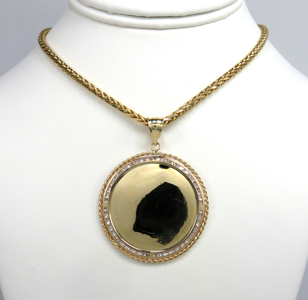10k yellow gold large rope frame cz picture pendant 1.75ct - Image 6