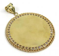 10k yellow gold large rope frame cz picture pendant 1.75ct