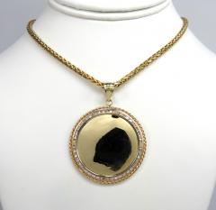 10k yellow gold large rope frame cz picture pendant 1.75ct