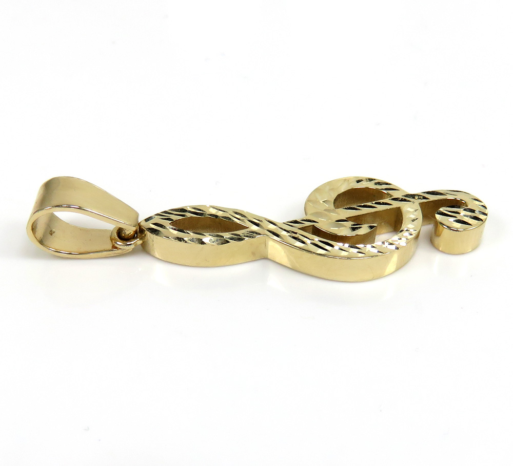 14k gold diamond cut music note pendant 