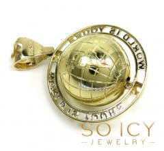 10k yellow gold the world is yours spinning globe medium pendant 