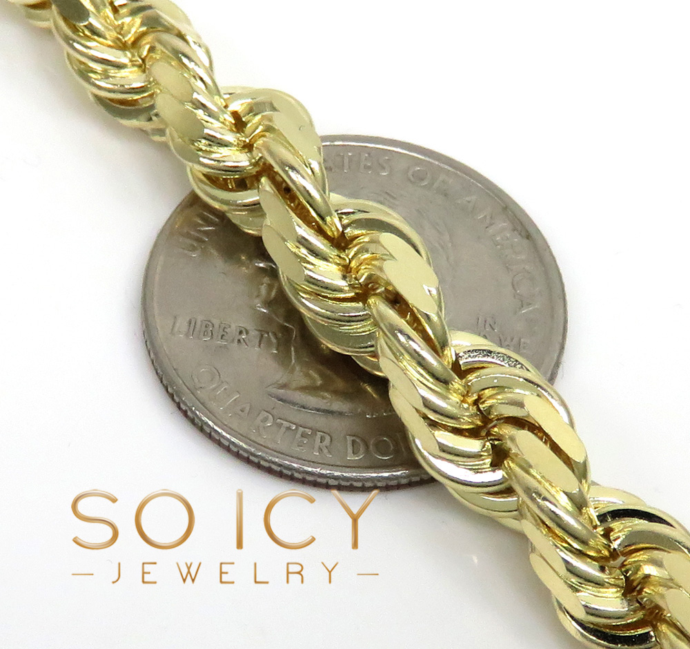 Buy 14k Yellow Gold Solid Diamond Cut Rope Chain 20-26 Inch 8mm Online at  SO ICY JEWELRY