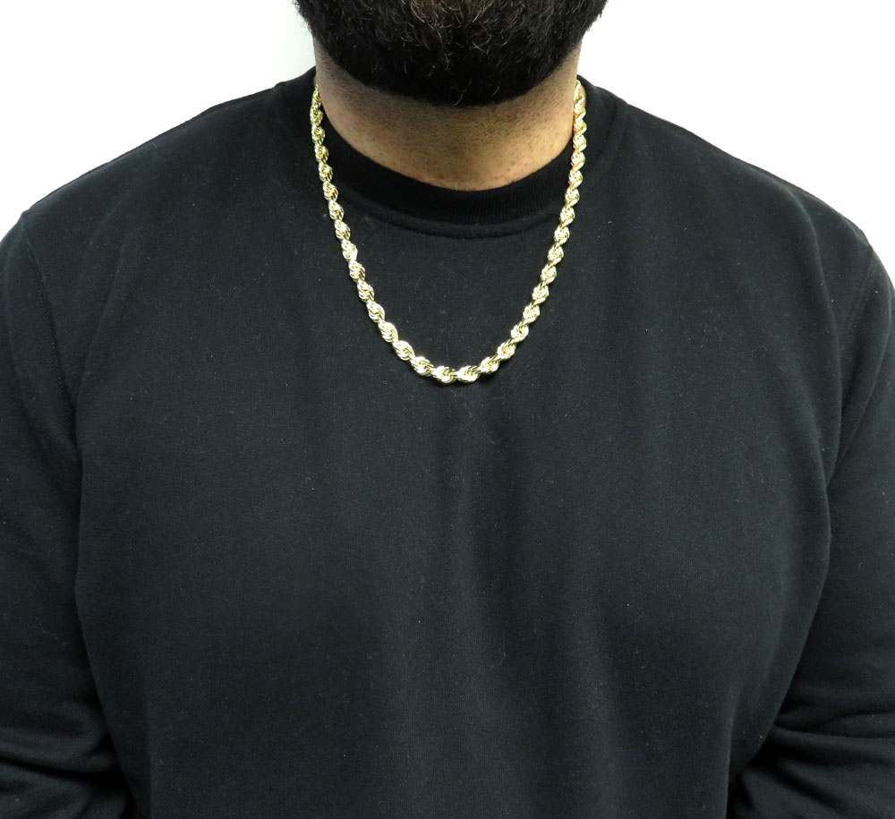 14k yellow gold solid diamond cut rope chain 20-26 inch 8mm - Image 6