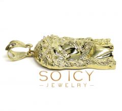 10k solid yellow gold xl classic cz jesus face pendant 0.10ct