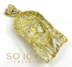10k solid yellow gold xl classic cz jesus face pendant 0.10ct