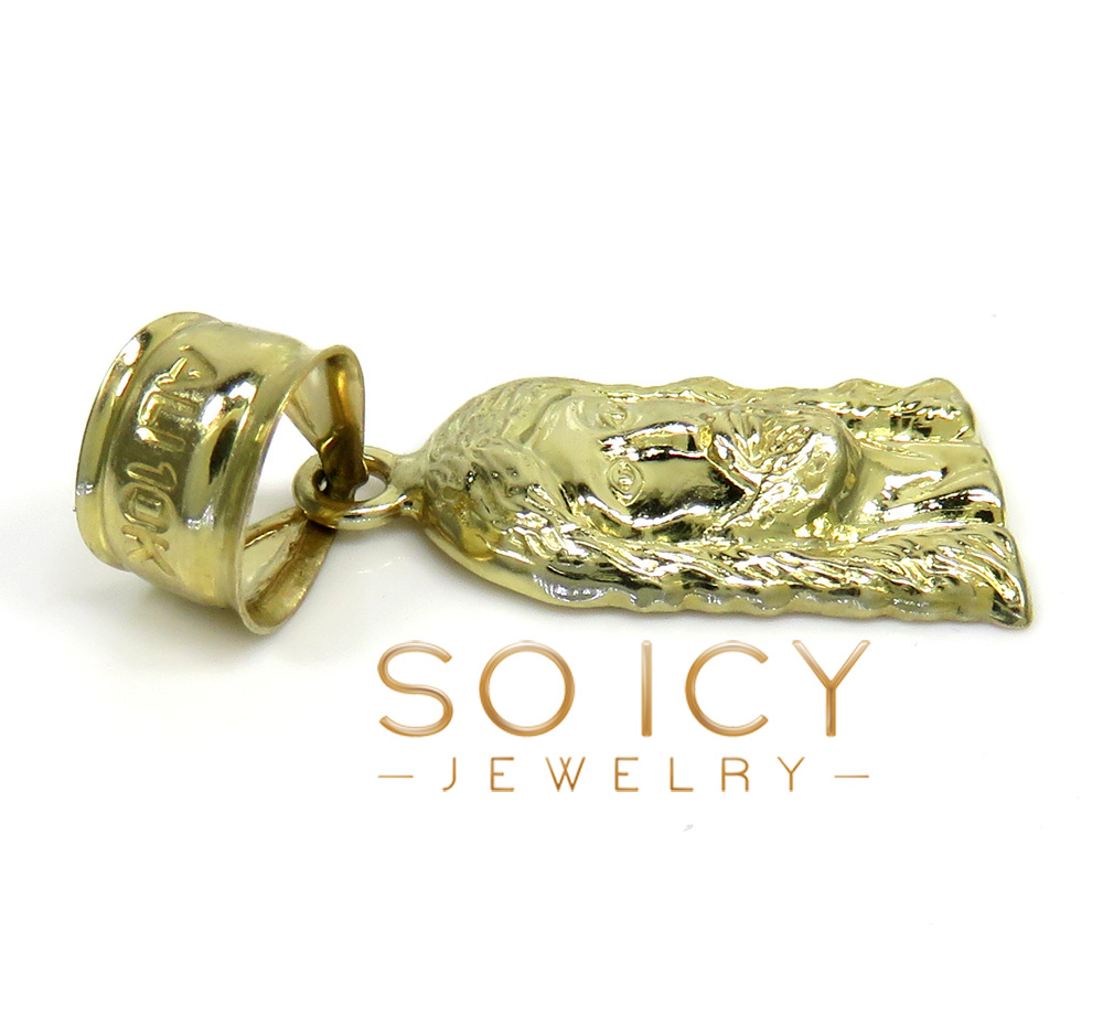 10k yellow gold closed back mini jesus face pendant - Image 3