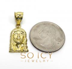 10k yellow gold closed back mini jesus face pendant