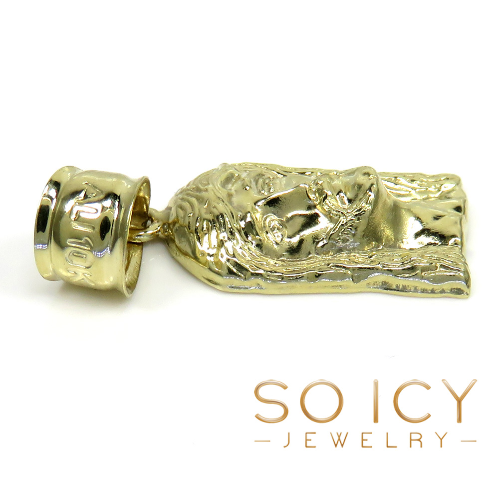 10k yellow gold mini solid back classic jesus face pendant 