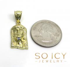 10k yellow gold mini solid back classic jesus face pendant 