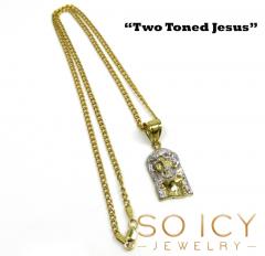 10k yellow gold mini solid back classic jesus face pendant 
