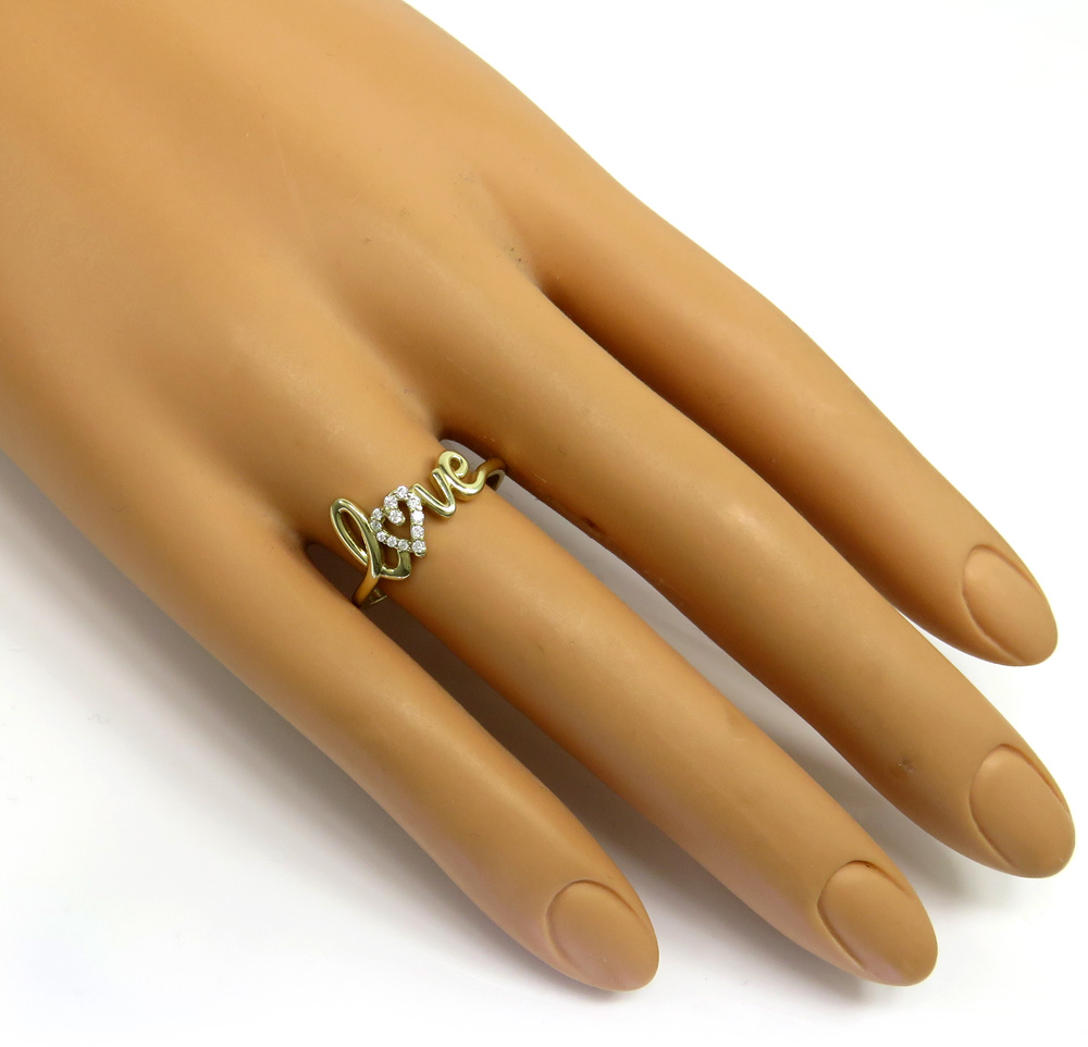 10k gold diamond heart love ring 0.12ct