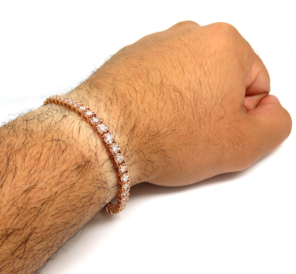14k yellow gold round 7 pointer diamond illusion tennis bracelet 4.40mm 3.50ct