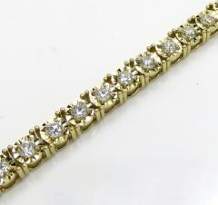 14k yellow gold round 7 pointer diamond illusion tennis bracelet 4.40mm 3.50ct