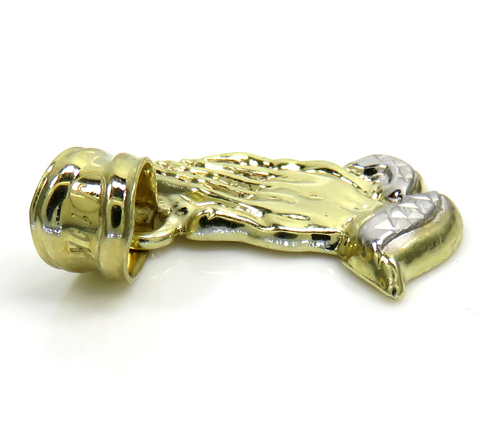 10k gold diamond cut mini praying hands pendant 