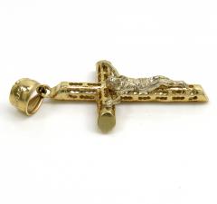 14k yellow gold small carved out hollow tube jesus cross