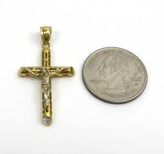 14k yellow gold small carved out hollow tube jesus cross