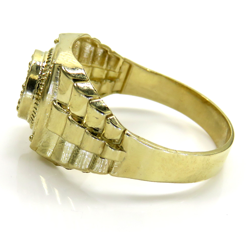 10k yellow gold small presidential style cz ring 0.50ct - Image 3