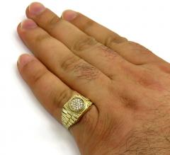 10k yellow gold small presidential style cz ring 0.50ct