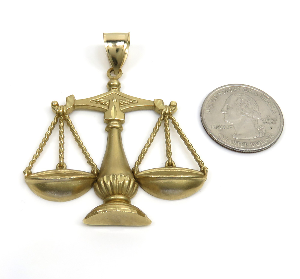 10k yellow gold medium libra scale pendant - Image 2