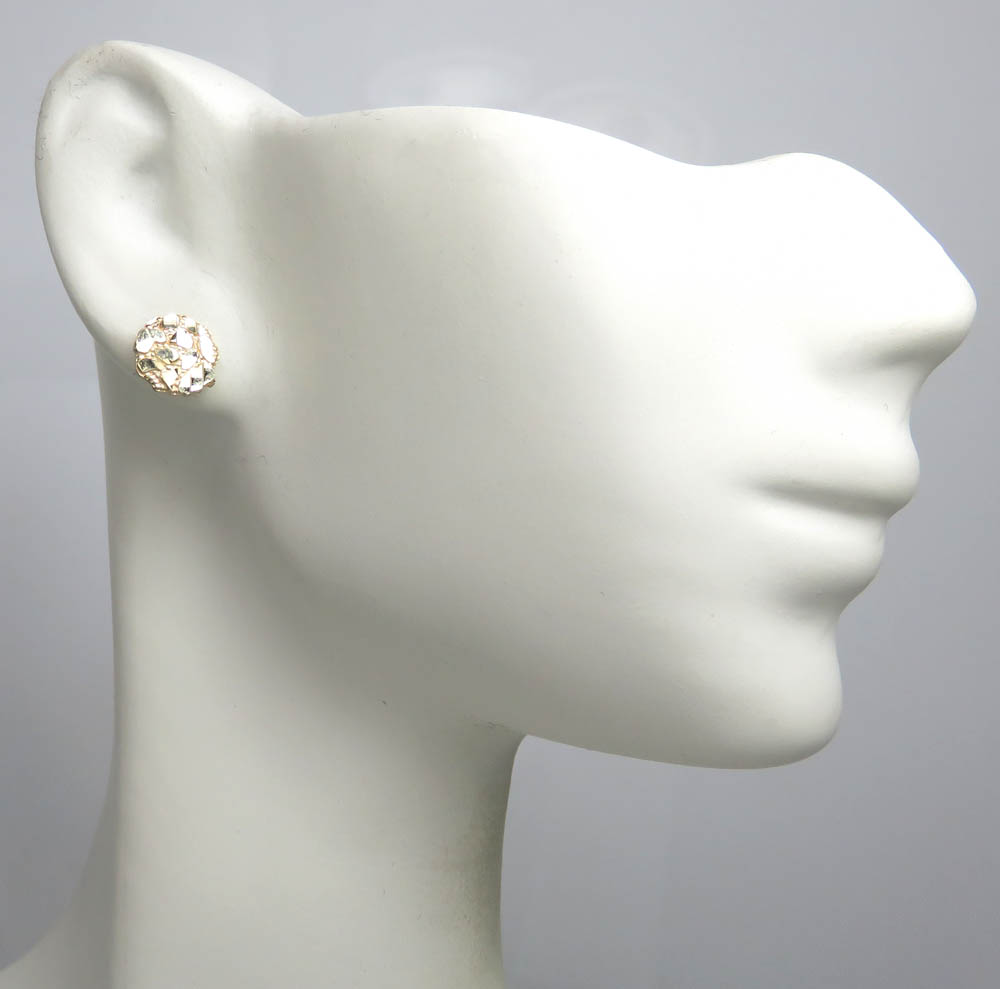 10k yellow gold mini nugget earrings 