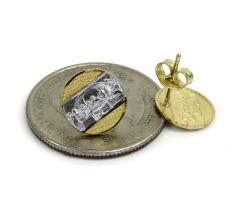 10k two tone gold mini round jesus apostles last supper earrings
