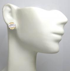 10k two tone gold mini round jesus apostles last supper earrings