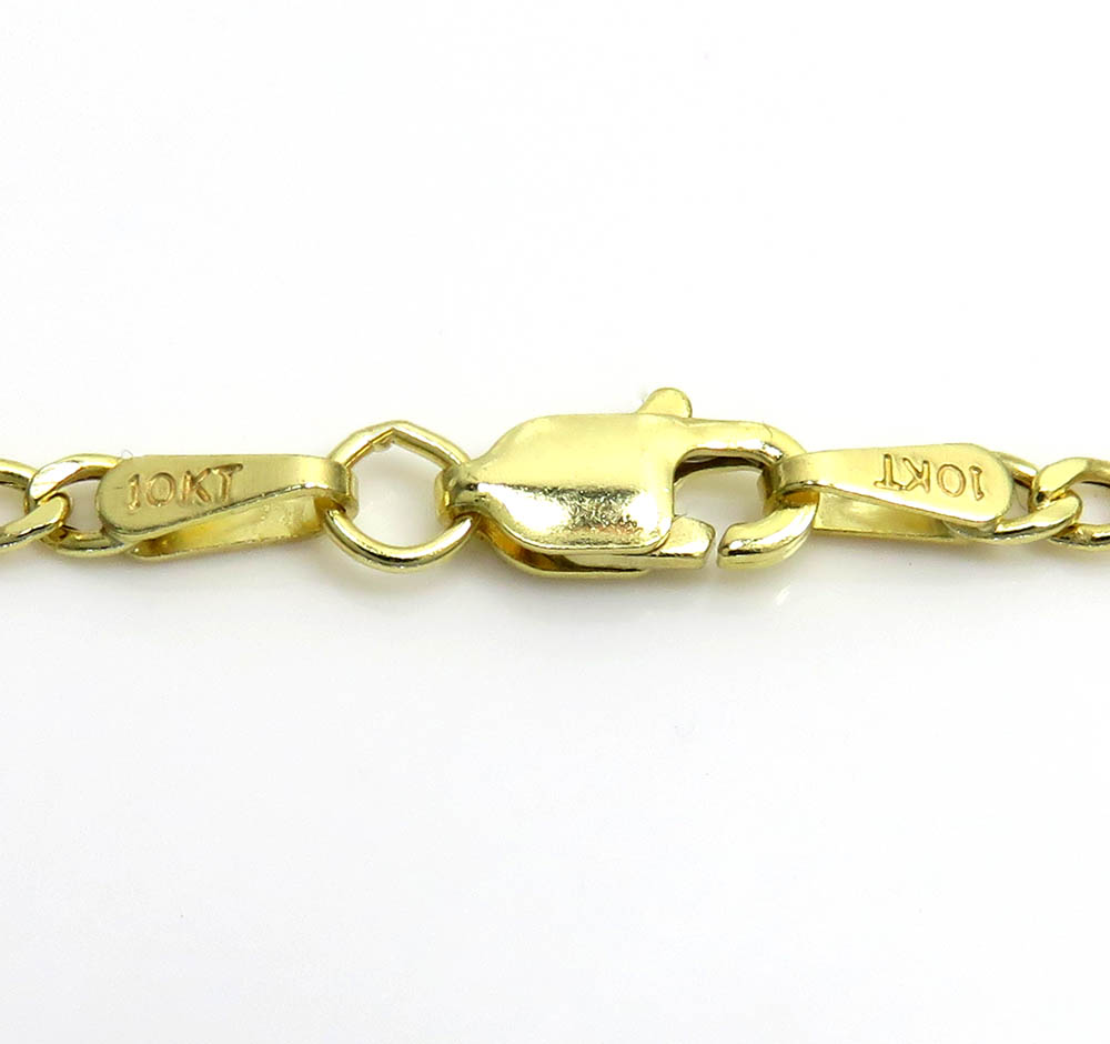 10k yellow gold small classic jesus pendant with 18-24 inch 2.50mm cuban chain  - Image 5