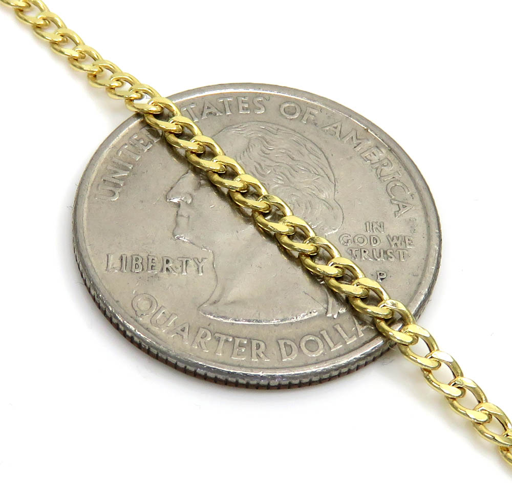 10k yellow gold small classic jesus pendant with 18-24 inch 2.50mm cuban chain 