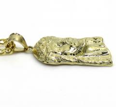 10k yellow gold small classic jesus pendant with 18-24 inch 2.50mm cuban chain 